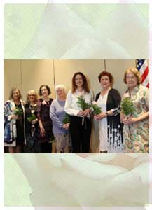 2024-2025 Officers: (R to L) President, Melissa Monaghan; Immediate Past President, Dee Dee Lancaster; Recording Secretary, Jan Allen; Treasurer, Tricia Grishaw; Corresponding Secretary, Letty Jane Clark; President Elect, Rubye Noble Evans; Parliamentarian, Toni Gambino