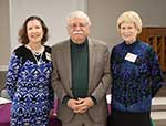 January Speaker Arthur Hardy with President Melissa Monaghan and Ginger Crawford