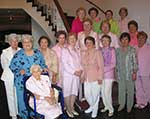 Seated is Mary Hebert.  Standing from left are Vinca Delesdernier, Bea Mestayer, Audie Scardino, Irene Rogillio, Anna Owens, Marguerite Ricks, Sadie Gilmore, and  Mary Membreno. Second row, Ginger Crawford, Ella Gieseler and Julie Lawton.  Third row, Beverly Christina, Jane Livaudais, Linda Gallagher and Beverly Hughes Watts.