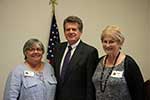 October Speaker Mr. Gerald Parton, CEO of East Jefferson Hospital with President Cindy Garic and Ginger Crawford