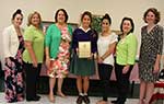 From left are, Chapelle Counselor Jessica Reeg, Lynne Gendusa, President of Metairie Woman's Club Fran Puig, Gabriella Maria Velazquez, Amanda Velazquez, Scholarship Chairman Melanie Rose and Chapelle Principal Leila Benoit