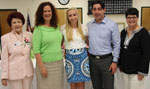 From left, Scholarship Chairman Evelyn Smith, Mrs. Regina Elesgaray, 2013 Chapelle student recipient of $2500 scholarship Bethany Eumelia Burns, her father, Maurice Burns and Chapelle counselor Patrice Cheramie.